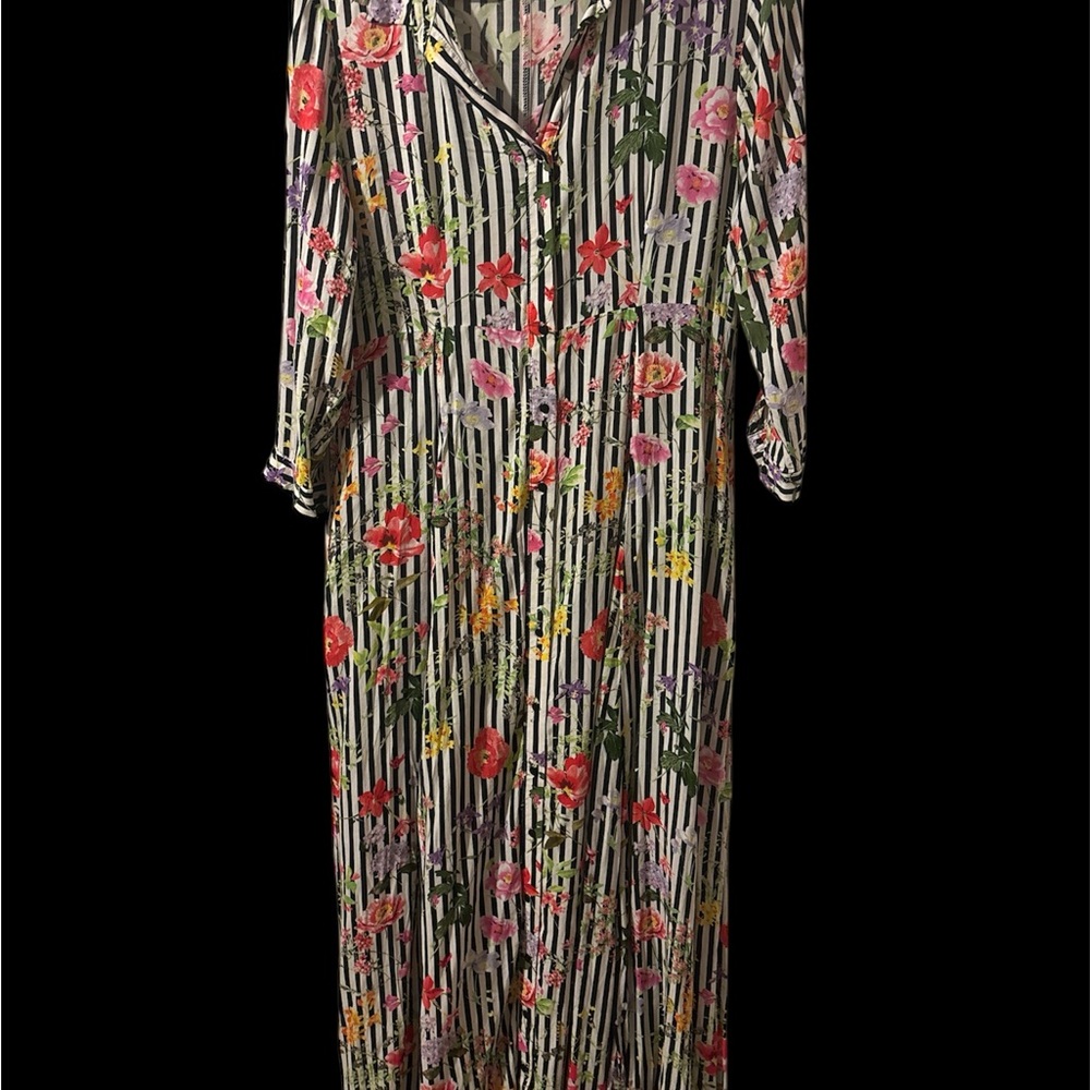 Zara Floral Striped button down Maxi Dress. Size Large. Great condition.